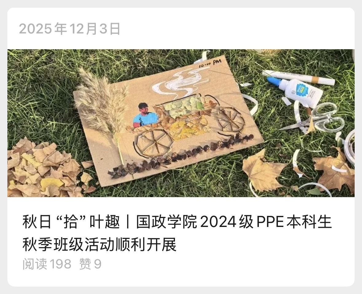 秋日“拾”叶趣丨国政学院 2024 级 PPE 本科生秋季班级活动顺利开展